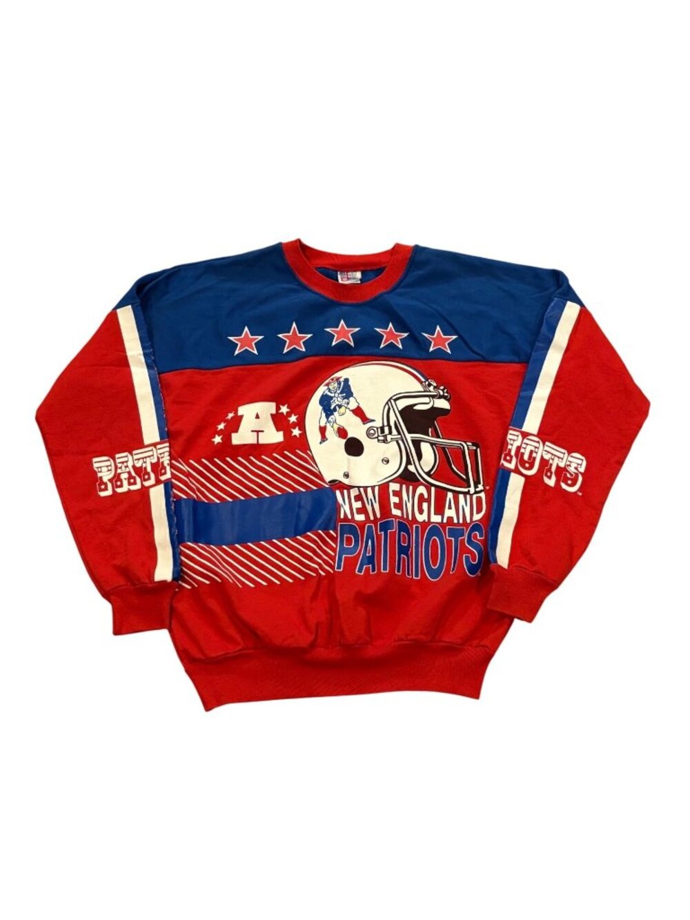 Rare Vintage 80s New England Patriots All Over Print NFL Crewneck Sweatshirt L